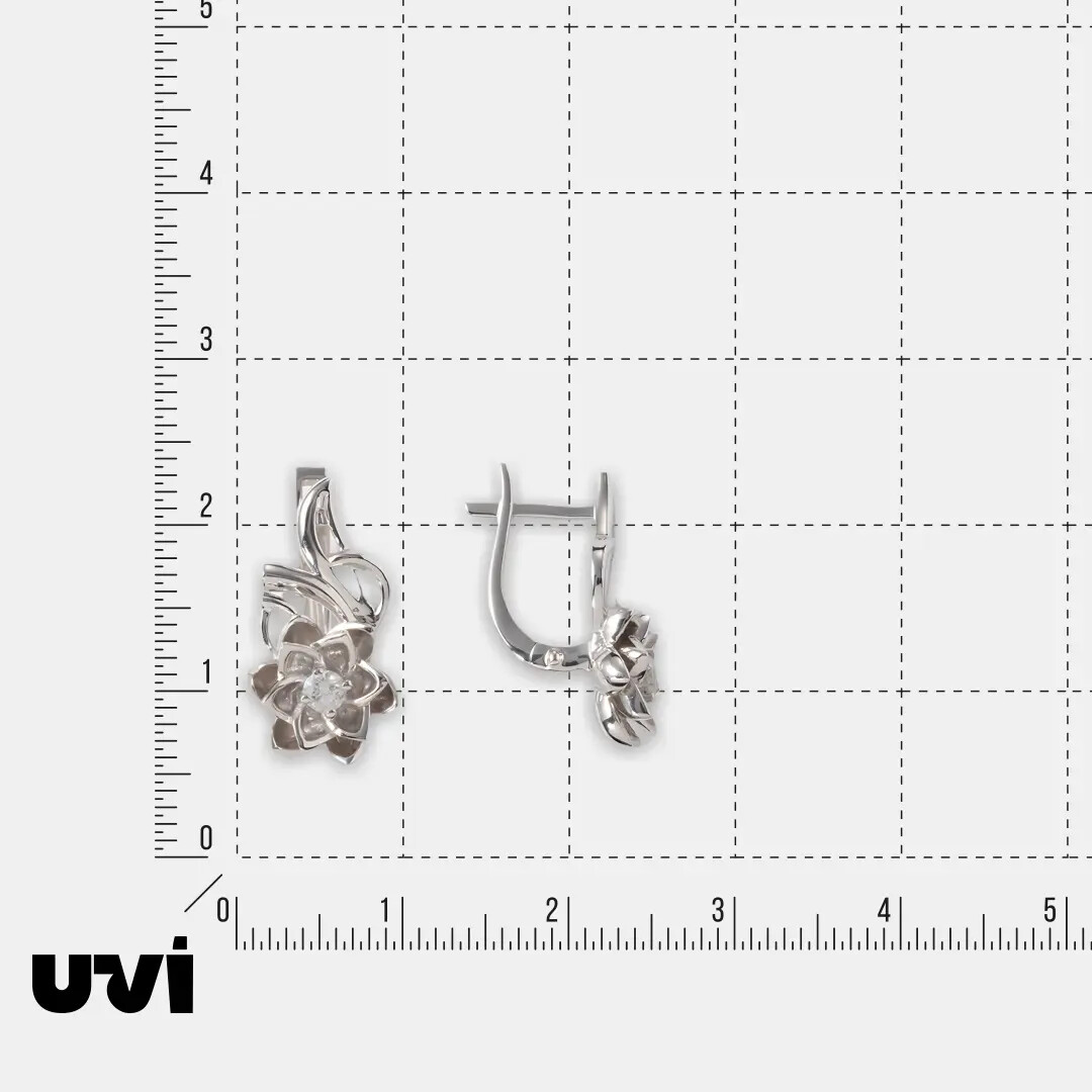 Серебряные серьги с бриллиантами "Цветы"